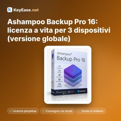 Ashampoo Backup Pro 16: licenza a vita per 3 dispositivi (versione globale)