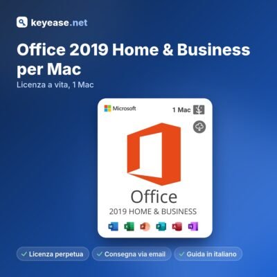 Microsoft Office 2019 Home & Business per Mac – Licenza a vita, 1 Mac – KeyEase