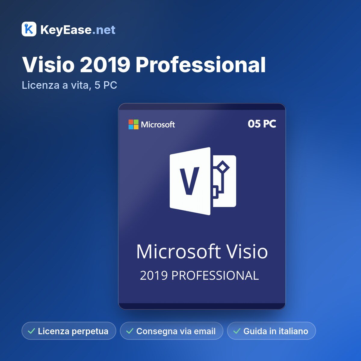 Microsoft Visio 2019 Professional – Licencia de por vida, 5 PC – KeyEase Microsoft Visio 2019 Professional – Licencia de por vida, 5 PC – KeyEase