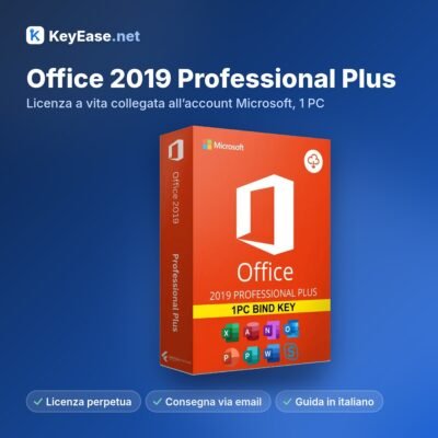 Microsoft Office 2019 Professional Plus – Licenza a vita collegata all’account Microsoft, 1 PC
