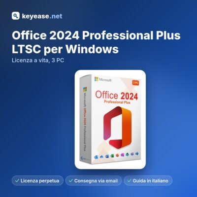 Microsoft Office 2024 Professional Plus LTSC voor Windows – Licentie voor onbepaalde tijd, 3 pc's – KeyEase