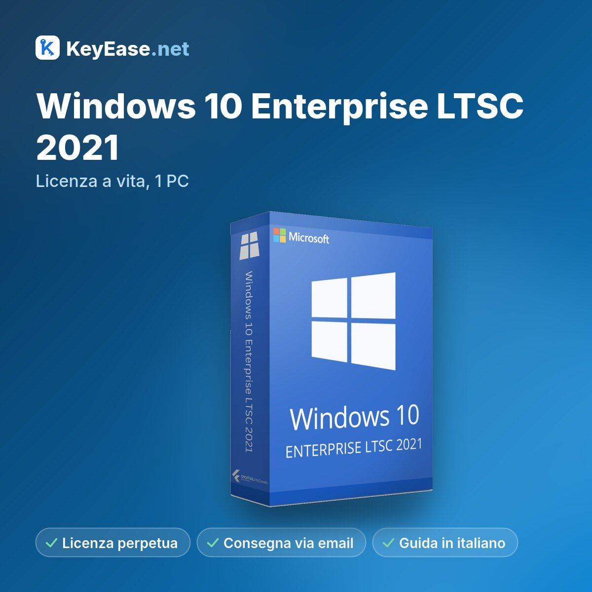 Microsoft Windows 10 Enterprise LTSC 2021 – Licence à vie, 1 PC – KeyEase Microsoft Windows 10 Enterprise LTSC 2021 – Licence à vie, 1 PC – KeyEase