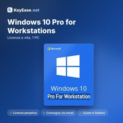 Microsoft Windows 10 Pro para estaciones de trabajo – Licencia de por vida, 1 PC