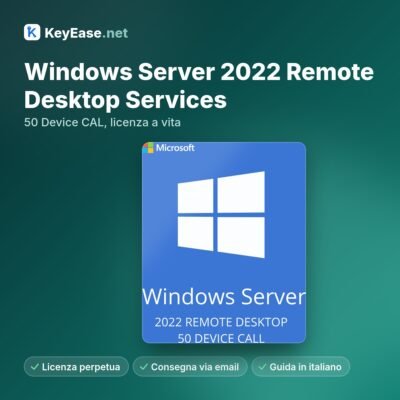 Microsoft Windows Server 2022 Remote Desktop Services – 50 CAL para dispositivos, licença vitalícia