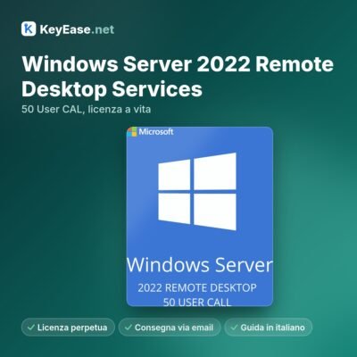 Microsoft Windows Server 2022 Remote Desktop Services – 50 CAL de utilizador, licença vitalícia