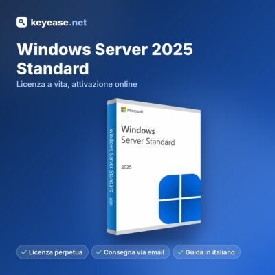 Microsoft Windows Server 2025 Standard – Licenza a vita, attivazione online – KeyEase