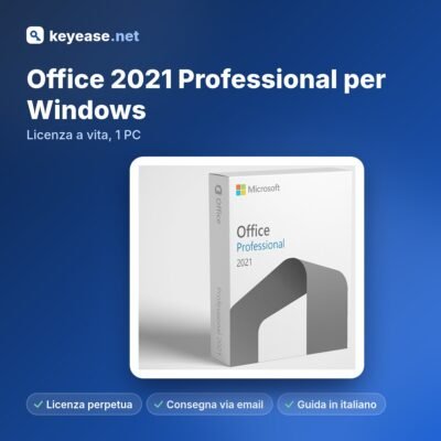 Microsoft Office 2021 Professional per Windows – Licenza a vita, 1 PC – KeyEase