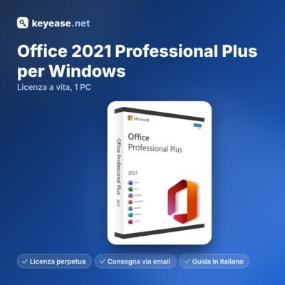 Microsoft Office 2021 Professional Plus per Windows – Licenza a vita, 1 PC – KeyEase
