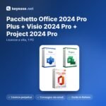 Pacote Microsoft Office 2024 Pro Plus + Visio 2024 Pro + Project 2024 Pro – Licenças vitalícias, 1 PC – KeyEase