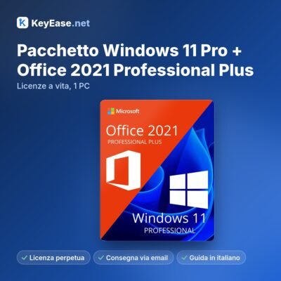 Pack Microsoft Windows 11 Pro + Office 2021 Professional Plus – Licences à vie, 1 PC