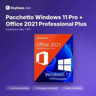 Pack Microsoft Windows 11 Pro + Office 2021 Professional Plus – Licencias de por vida, 1 PC