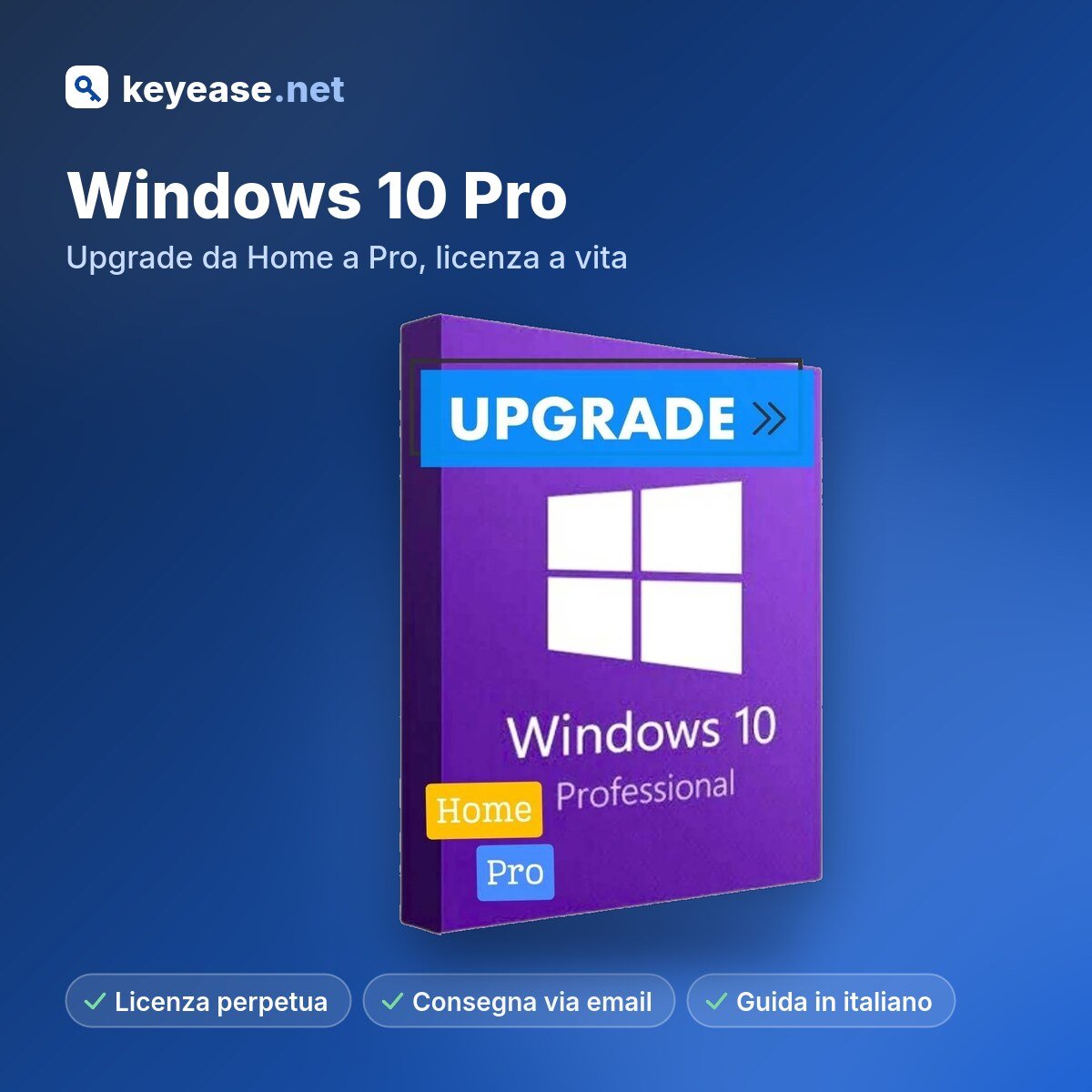 Microsoft Windows 10 Pro – Mise à niveau de la version Home vers la version Pro, licence à vie – KeyEase Microsoft Windows 10 Pro – Mise à niveau de la version Home vers la version Pro, licence à vie – KeyEase