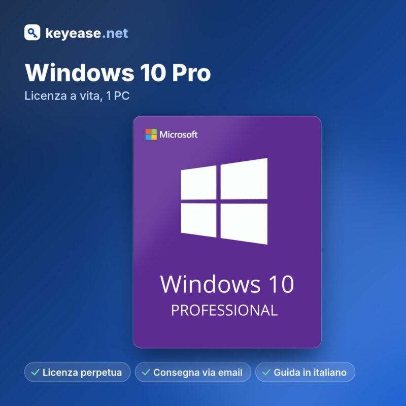 Microsoft Windows 10 Pro – Licenza a vita, 1 PC
