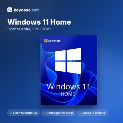 Microsoft Windows 11 Home – Licenza a vita, 1 PC (OEM) – KeyEase