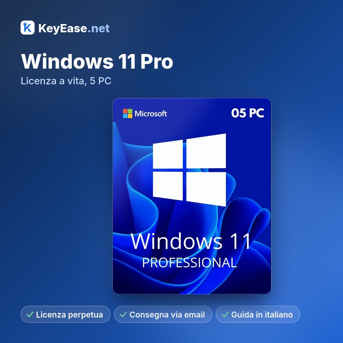 Microsoft Windows 11 Pro – Licence à vie, 5 PC – KeyEase Microsoft Windows 11 Pro – Licence à vie, 5 PC – KeyEase