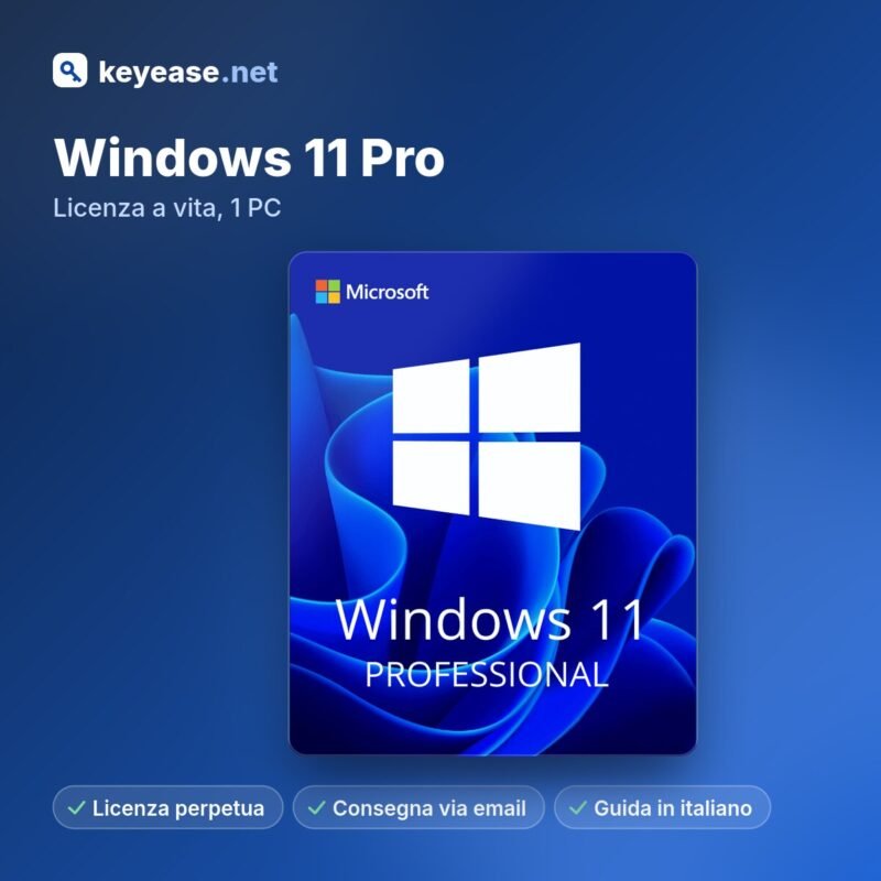 Microsoft Windows 11 Pro – Licenza a vita, 1 PC